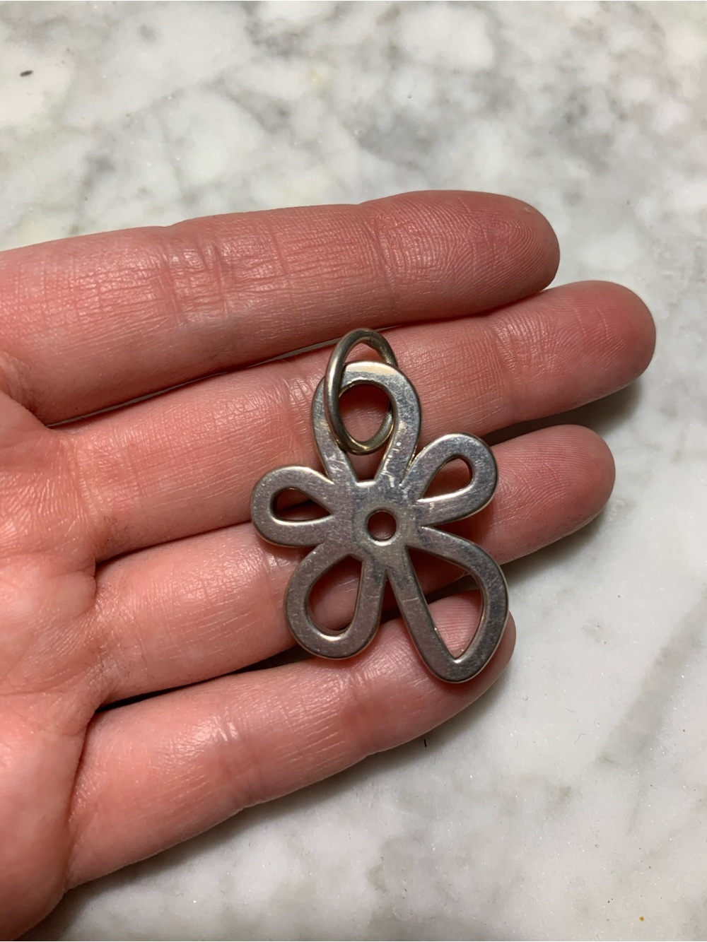 Tous Silver-Tone Openwork Flower Charm Pendant